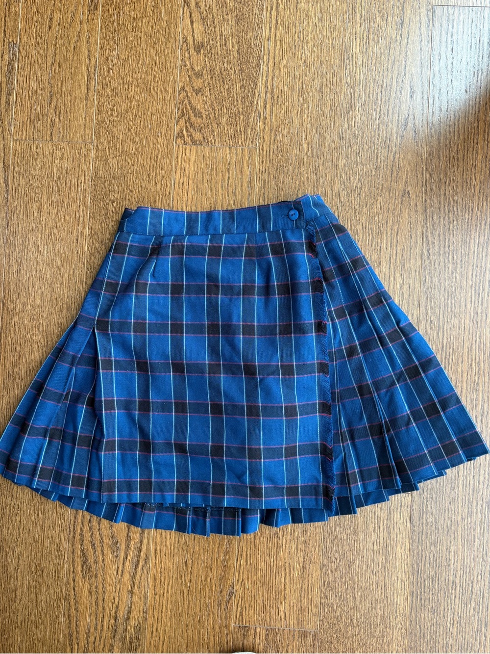 Plaid Pleated Mini Skirt - Blue